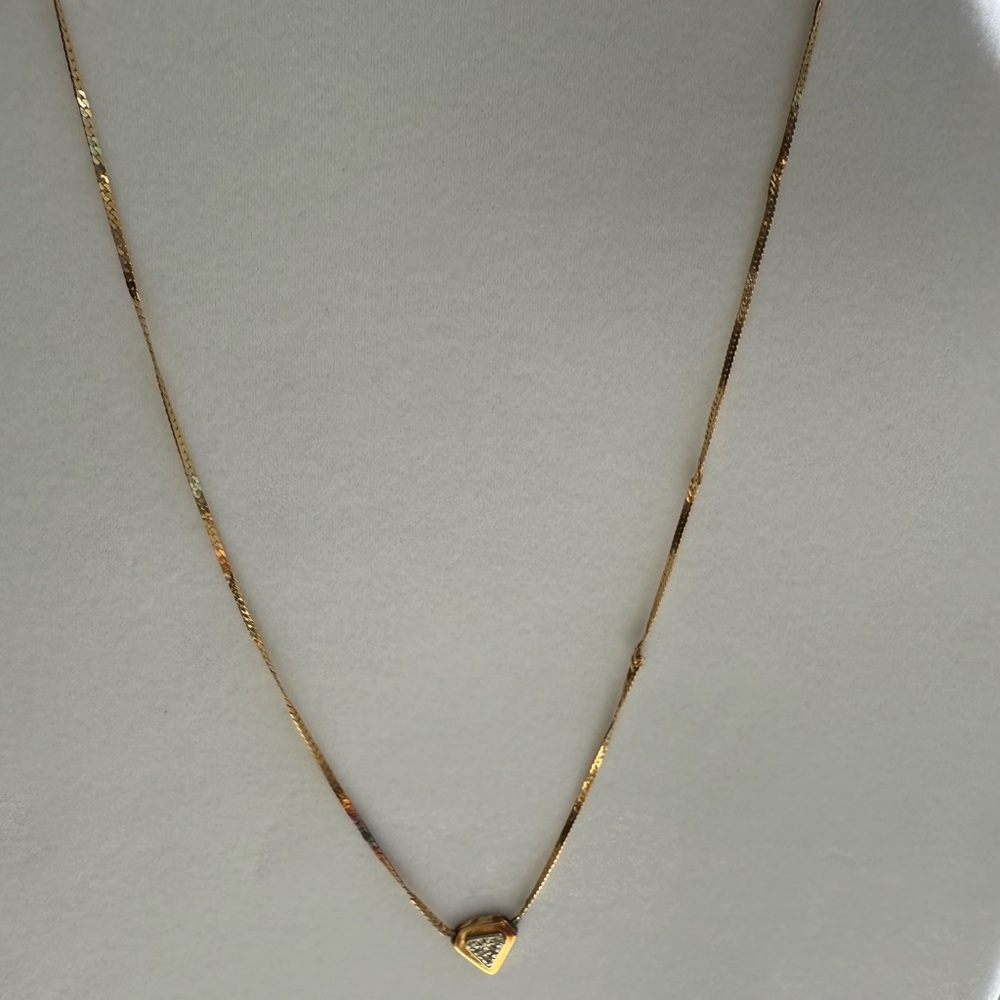 Source Unknown Gold Heart Charm Necklace with Diamond Accent